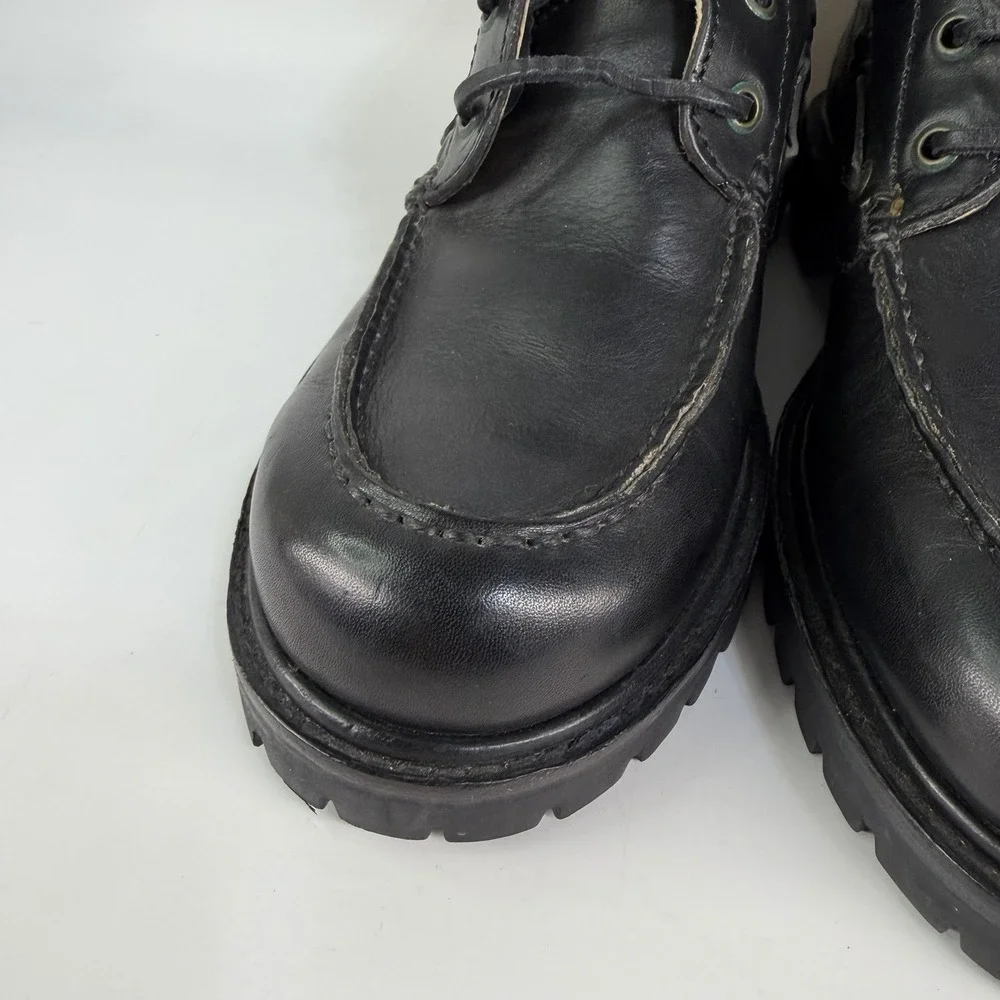 Vintage J.Crew Leather Moc Toe Work Boots Men's 10.5 D Lug Sole Rubber Logger
